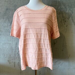 DownEast Scalloped Deco Pink Spring/Summer Shirt Wmn’s XL